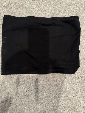 Edikted Black Strapless Tube Top with Pink Logo Tag, 2 pattern crop tops